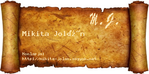 Mikita Jolán névjegykártya
