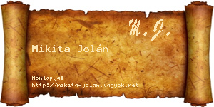 Mikita Jolán névjegykártya